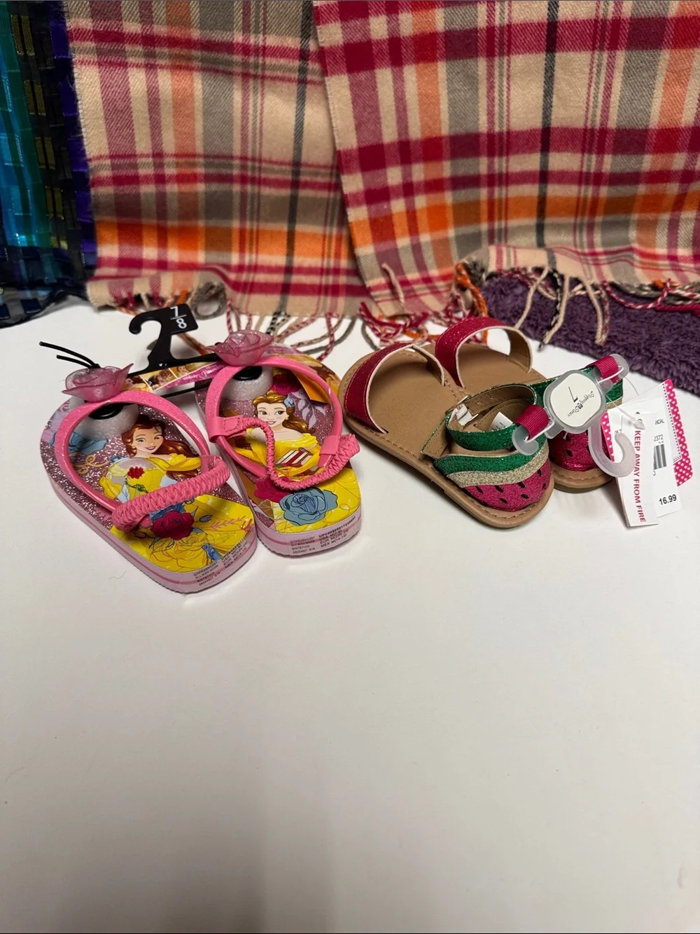 Girls Pink Floral Glitter Flip Flop Sandals